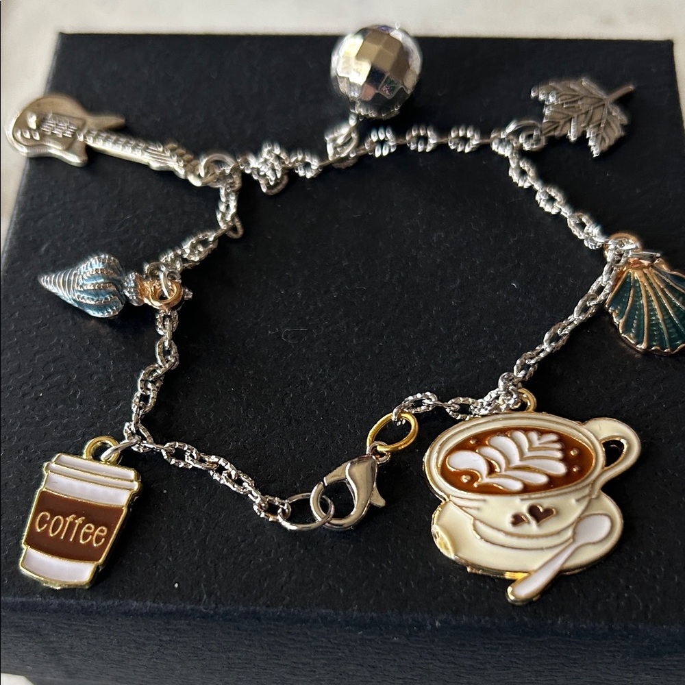 Charming Silver Coffee Charm Bracelet